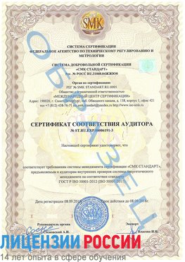 Образец сертификата соответствия аудитора №ST.RU.EXP.00006191-3 Сегежа Сертификат ISO 50001
